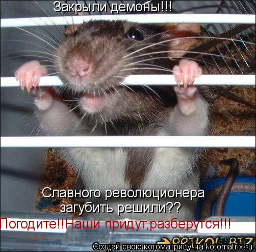 Котоматрица: Закрыли демоны!!! Славного революционера загубить решили?? Погодите!!Наши придут,разберутся!!!