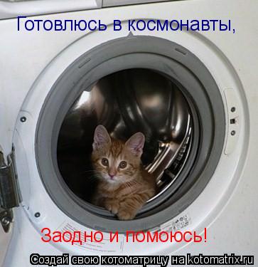 Готовлюсь в космонавты Готовлюсь в космонавты, Заодно и помоюсь!... Котоматрица: Готовлюсь в космонавты Готовлюсь в космонавты, Заодно и помоюсь!