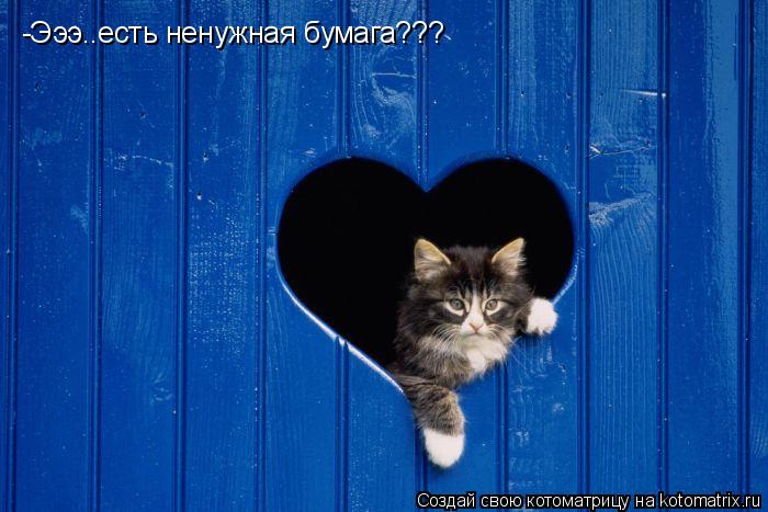 Котоматрица: -Эээ..есть ненужная бумага???