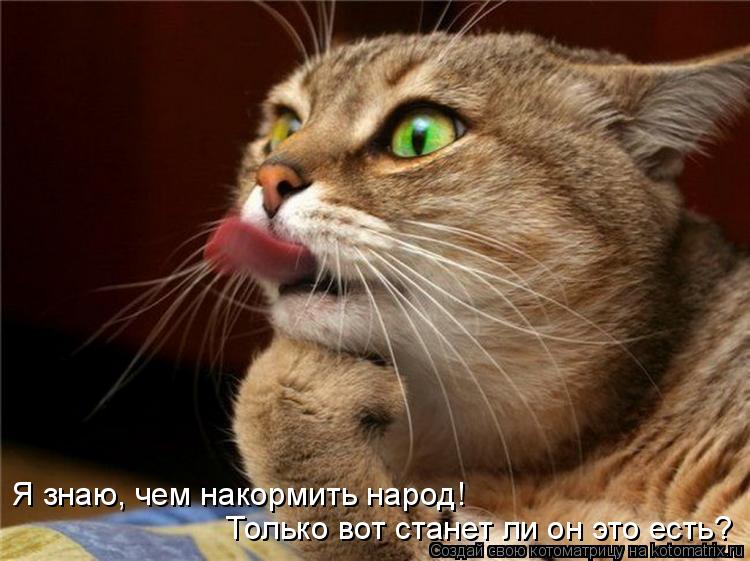 Котоматрица: Я знаю, чем накормить народ!   Только вот станет ли он это есть?