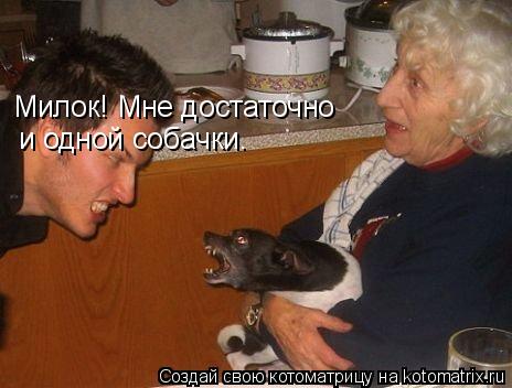 Котоматрица: Милок! Мне достаточно и одной собачки.