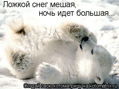 Котоматрица: Ложкой снег мешая,  ночь идет большая...