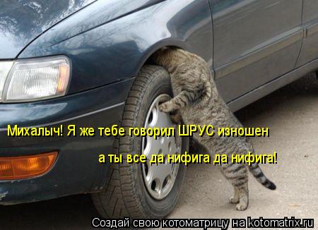 Котоматрица: Михалыч! Я же тебе говорил ШРУС изношен а ты все да нифига да нифига!