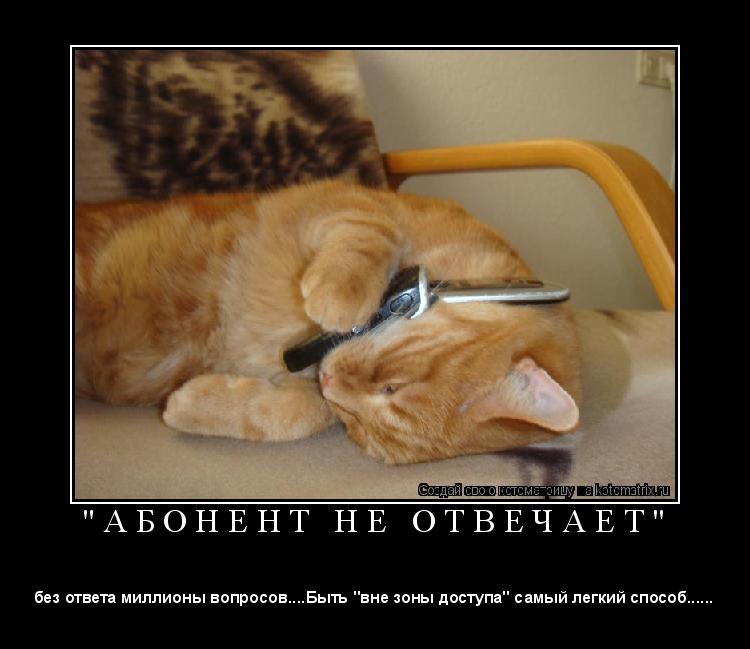 Котоматрица: " А Б О Н Е Н Т   Н Е   О Т В Е Ч А Е Т " 