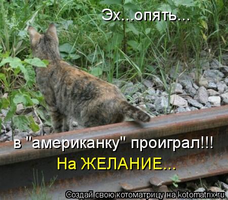 Котоматрица: Эх...опять...  в "американку" проиграл!!! На ЖЕЛАНИЕ...