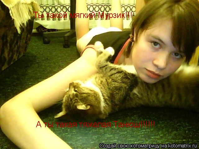 Котоматрица: Ты такой мягкий Мурзик!!! А ты такая тяжелая Танюш!!!!!!