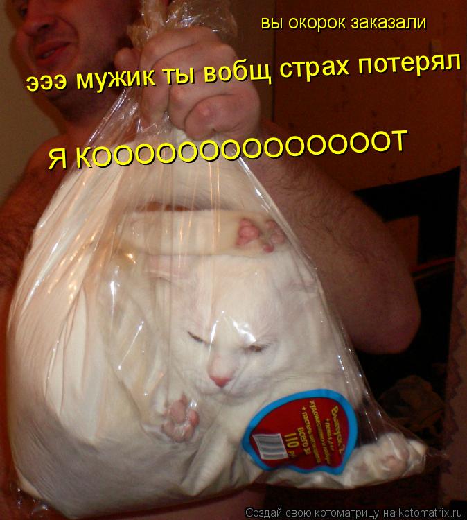 Котоматрица: вы окорок заказали  эээ мужик ты вобщ страх потерял  Я КООООООООООООООТ