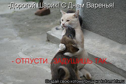 -Дорогой Шарик! С Днем Варенья! - ОТПУСТИ...ЗАДУШИШЬ ТАК...... Котоматрица: -Дорогой Шарик! С Днем Варенья! - ОТПУСТИ...ЗАДУШИШЬ ТАК...