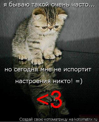 я бываю такой очень часто... но сегодня мне не испортит но сегодня мне не испортит настроения никто! ... Котоматрица: я бываю такой очень часто... но сегодня мне не испортит но сегодня мне не испортит настроения никто! =) <3