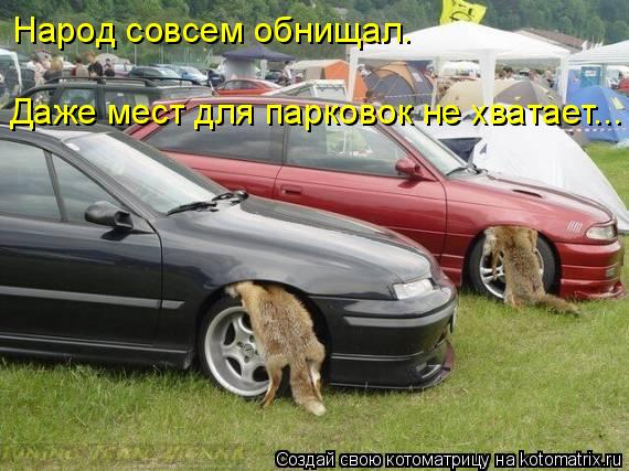 Котоматрица: Народ совсем обнищал. Даже мест для парковок не хватает...