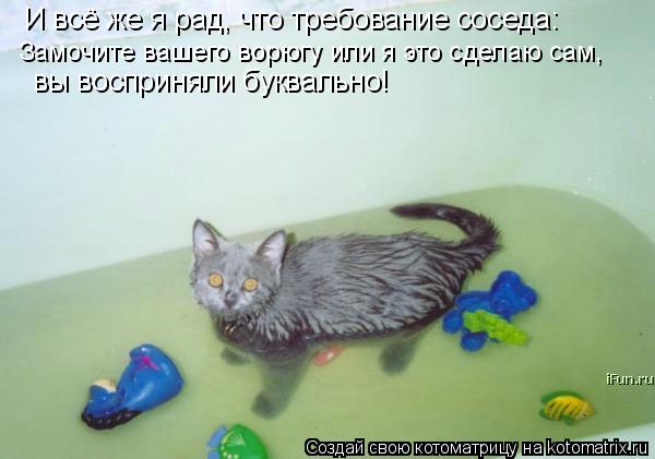 И всё же я рад, что требование соседа: Замочите вашего ворюгу или я это сделаю сам, вы восприняли б... Котоматрица: И всё же я рад, что требование соседа: Замочите вашего ворюгу или я это сделаю сам, вы восприняли буквально!