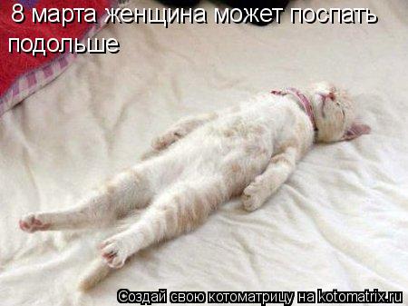 Котоматрица: 8 марта женщина может поспать  подольше