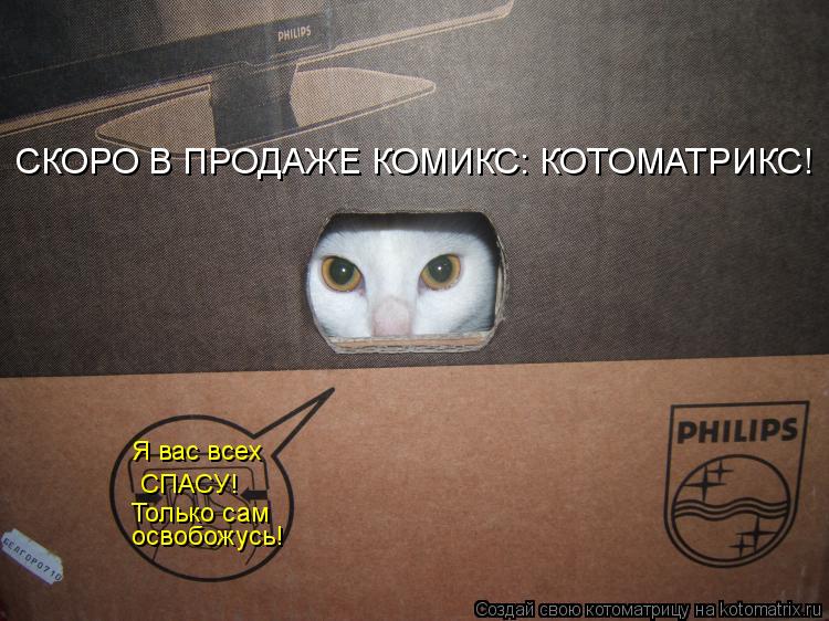 Я вас всех СПАСУ! Только сам освобожусь! СКОРО В ПРОДАЖЕ КОМИКС: КОТОМАТРИКС!... Котоматрица: Я вас всех СПАСУ! Только сам освобожусь! СКОРО В ПРОДАЖЕ КОМИКС: КОТОМАТРИКС!