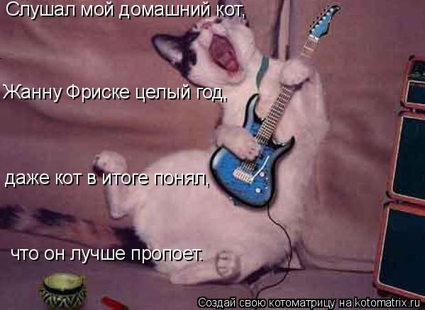 Слушал мой домашний кот, Жанну Фриске целый год, даже кот в итоге понял, что он лучше пропоет.... Котоматрица: Слушал мой домашний кот, Жанну Фриске целый год, даже кот в итоге понял, что он лучше пропоет.
