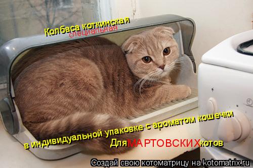 Колбаса коткинская в индивидуальной упаковке с ароматом кошечки Для котов ... Котоматрица: Колбаса коткинская в индивидуальной упаковке с ароматом кошечки Для котов МАРТОВСКИХ специальная
