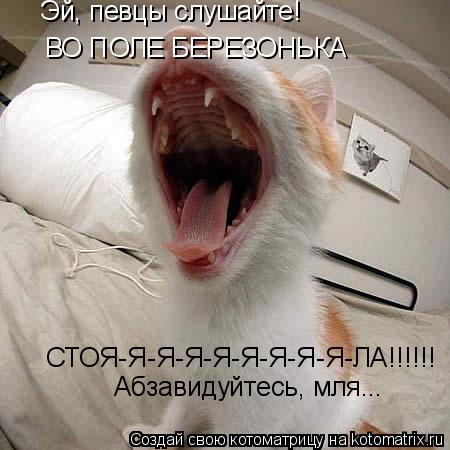 Эй, певцы слушайте! ВО ПОЛЕ БЕРЕЗОНЬКА СТОЯ-Я-Я-Я-Я-Я-Я-Я-Я-ЛА!!!!!! Абзавидуйтесь, мля...... Котоматрица: Эй, певцы слушайте! ВО ПОЛЕ БЕРЕЗОНЬКА СТОЯ-Я-Я-Я-Я-Я-Я-Я-Я-ЛА!!!!!! Абзавидуйтесь, мля...