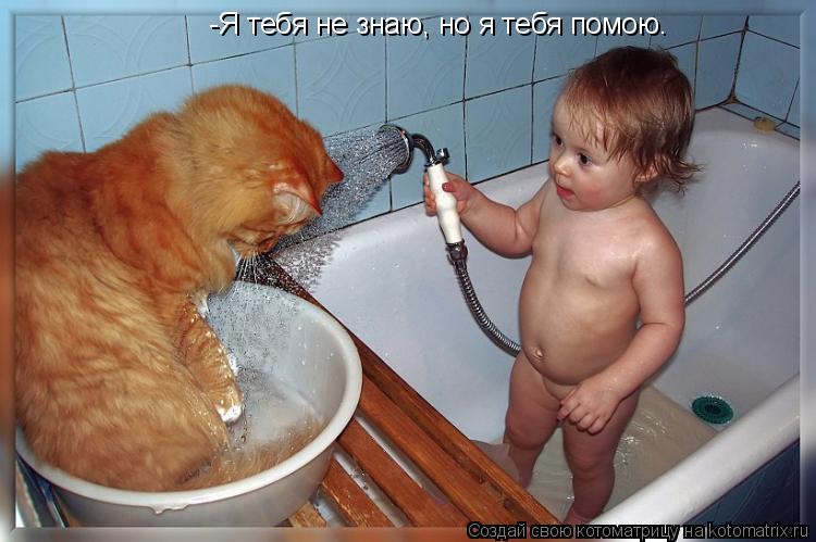 -Я тебя не знаю, но я тебя помою.... Котоматрица: -Я тебя не знаю, но я тебя помою.
