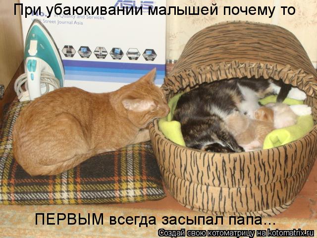 При убаюкивании малышей почему то ПЕРВЫМ всегда засыпал папа...... Котоматрица: При убаюкивании малышей почему то ПЕРВЫМ всегда засыпал папа...