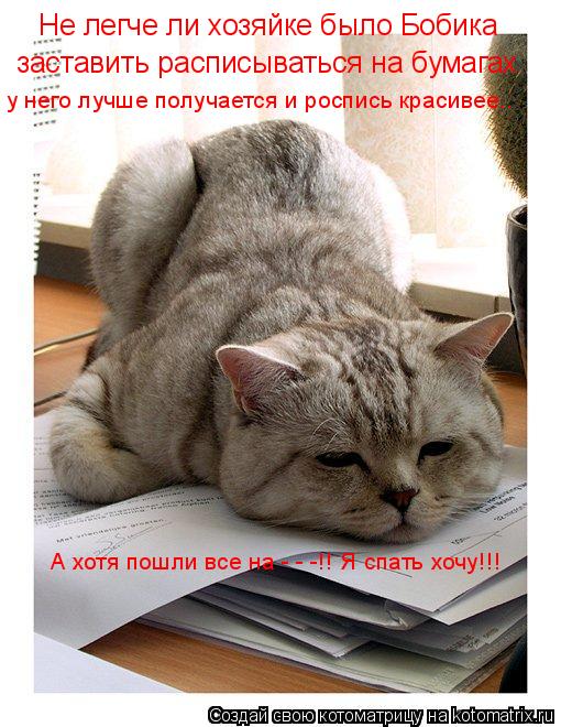 Не легче ли хозяйке было Бобика заставить расписываться на бумагах у него лучше получается и роспись... Котоматрица: Не легче ли хозяйке было Бобика заставить расписываться на бумагах у него лучше получается и роспись красивее.. А хотя пошли все на - - -!! Я с