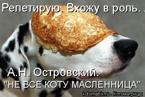 Репетирую. Вхожу в роль. А.Н. Островский. НЕ ВСЕ КОТУ МАСЛЕННИЦА А.Н. Островский. "НЕ ВСЕ КОТУ МАС... Котоматрица: Репетирую. Вхожу в роль. А.Н. Островский. НЕ ВСЕ КОТУ МАСЛЕННИЦА А.Н. Островский. "НЕ ВСЕ КОТУ МАСЛЕННИЦА"