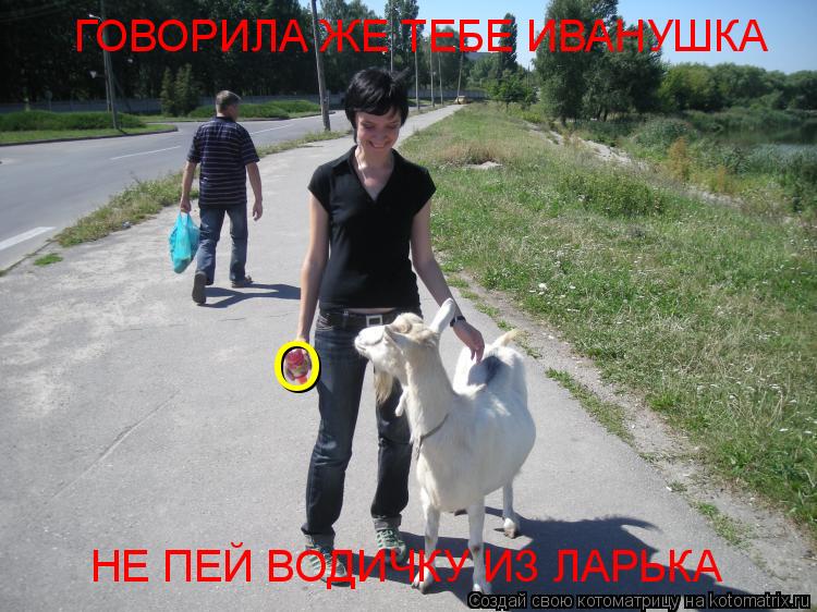 ГОВОРИЛА ЖЕ ТЕБЕ ИВАНУШКА НЕ ПЕЙ ВОДИЧКУ ИЗ ЛАРЬКА О... Котоматрица: ГОВОРИЛА ЖЕ ТЕБЕ ИВАНУШКА НЕ ПЕЙ ВОДИЧКУ ИЗ ЛАРЬКА О