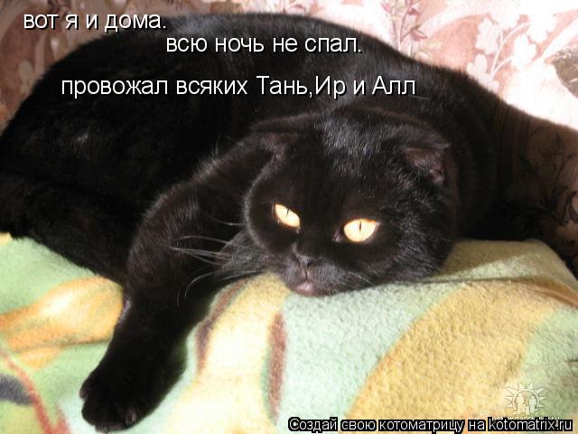вот я и дома. всю ночь не спал. провожал всяких Тань,Ир и Алл... Котоматрица: вот я и дома. всю ночь не спал. провожал всяких Тань,Ир и Алл