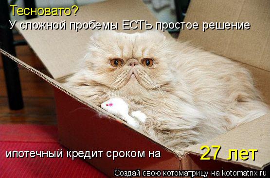 Тесновато? У сложной пробемы ЕСТЬ простое решение ипотечный кредит сроком на 27 лет... Котоматрица: Тесновато? У сложной пробемы ЕСТЬ простое решение ипотечный кредит сроком на 27 лет
