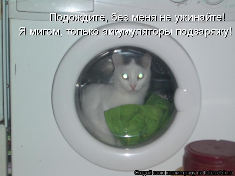 Подождите, без меня не ужинайте! Я мигом, только аккумуляторы подзаряжу!... Котоматрица: Подождите, без меня не ужинайте! Я мигом, только аккумуляторы подзаряжу!