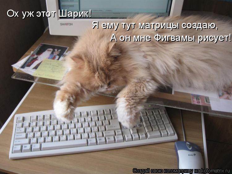 Ох уж этот Шарик! Я ему тут матрицы создаю, А он мне Фигвамы рисует!... Котоматрица: Ох уж этот Шарик! Я ему тут матрицы создаю, А он мне Фигвамы рисует!