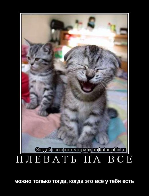 ПЛЕВАТЬ НА ВСЁ можно только тогда, когда это всё у тебя есть... Котоматрица: ПЛЕВАТЬ НА ВСЁ можно только тогда, когда это всё у тебя есть