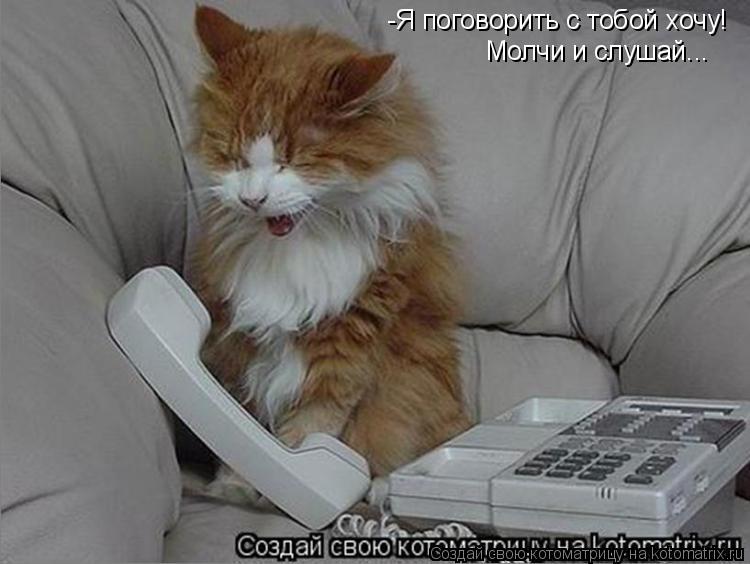 -Я поговорить с тобой хочу! Молчи и слушай...... Котоматрица: -Я поговорить с тобой хочу! Молчи и слушай...