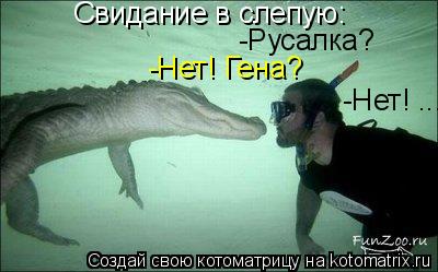 Свидание в слепую: -Русалка? -Нет! Гена? -Нет! ...... Котоматрица: Свидание в слепую: -Русалка? -Нет! Гена? -Нет! ...