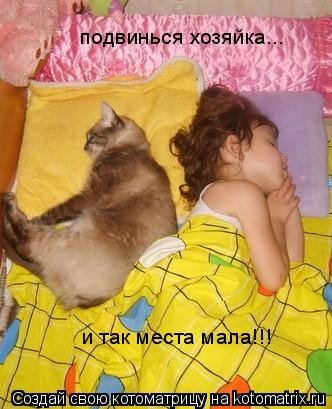подвинься хозяйка... и так места мала!!!... Котоматрица: подвинься хозяйка... и так места мала!!!