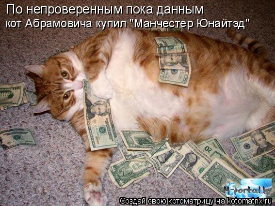 Котоматрица: По непроверенным пока данным кот Абрамовича купил "Манчестер Юнайтэд"