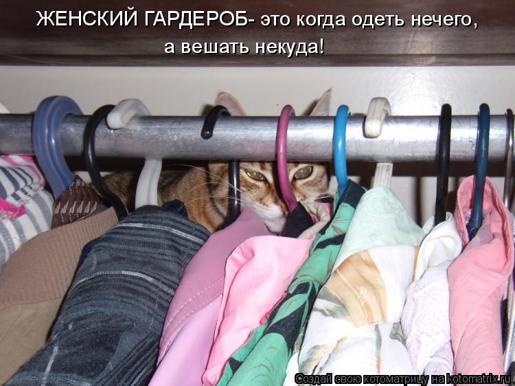 ЖЕНСКИЙ ГАРДЕРОБ- это когда одеть нечего, а вешать некуда!... Котоматрица: ЖЕНСКИЙ ГАРДЕРОБ- это когда одеть нечего, а вешать некуда!
