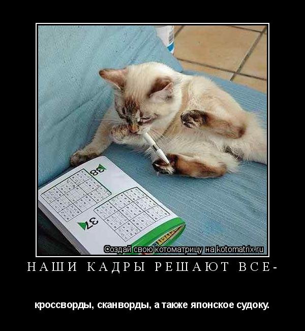 Котоматрица: Наши кадры решают все- кроссворды, сканворды, а также японское судоку.