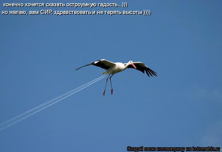 конечно хочется сказать остроумную гадость...))) но желаю, вам СИР, здравствовать и не терять высоты ... Котоматрица: конечно хочется сказать остроумную гадость...))) но желаю, вам СИР, здравствовать и не терять высоты ))))
