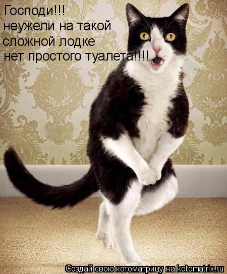 Котоматрица: Господи!!! неужели на такой сложной лодке нет простого туалета!!!!