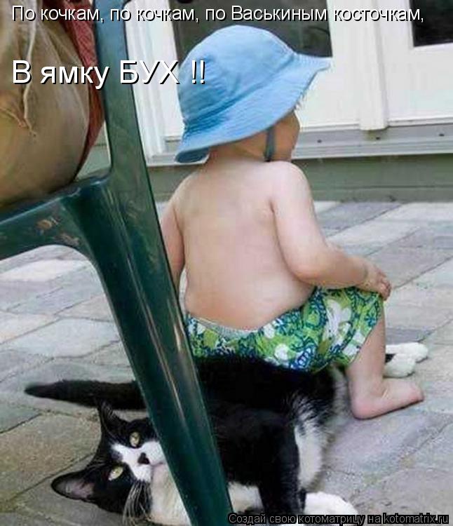 Котоматрица: По кочкам, по кочкам, по Васькиным косточкам, В ямку БУХ !!