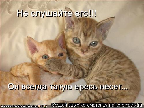 Не слушайте его!!! Он всегда такую ересь несет...... Котоматрица: Не слушайте его!!! Он всегда такую ересь несет...