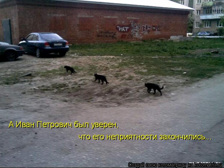 А Иван Петрович был уверен, что его неприятности закончились...... Котоматрица: А Иван Петрович был уверен, что его неприятности закончились...