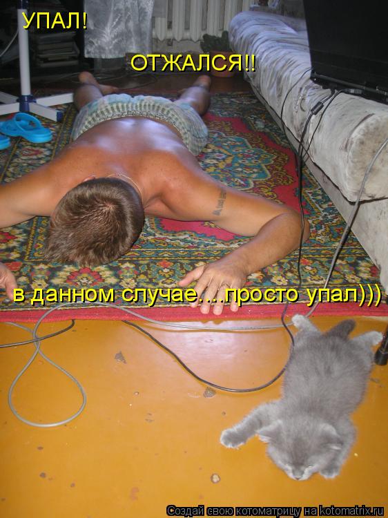 Котоматрица: УПАЛ! ОТЖАЛСЯ!! в данном случае....просто упал)))