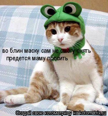 во блин маску сам не смогу снять предется маму просить... Котоматрица: во блин маску сам не смогу снять предется маму просить