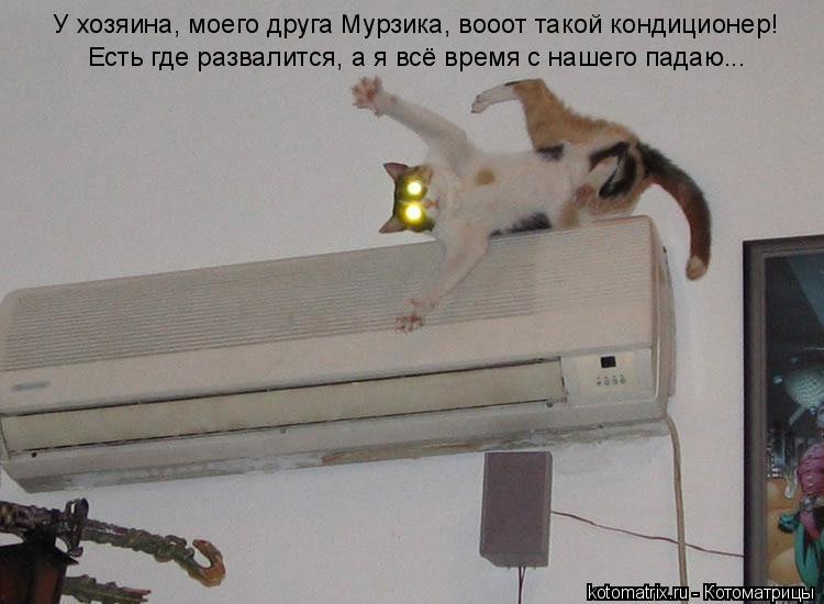 У хозяина, моего друга Мурзика, вооот такой кондиционер! Есть где развалится, а я всё время с нашего ... Котоматрица: У хозяина, моего друга Мурзика, вооот такой кондиционер! Есть где развалится, а я всё время с нашего падаю...
