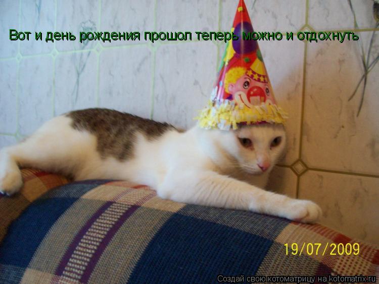 Котоматрица: Вот и день рождения прошол теперь можно и отдохнуть