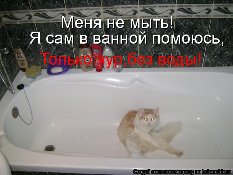Котоматрица: Меня не мыть! Я сам в ванной помоюсь, Только чур,без воды!