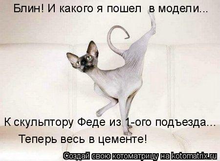 Блин! И какого я пошел в модели... К скульптору Феде из 1-ого подъезда... Теперь весь в цементе!... Котоматрица: Блин! И какого я пошел в модели... К скульптору Феде из 1-ого подъезда... Теперь весь в цементе!