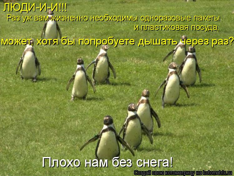 ЛЮДИ-И-И!!! Раз уж вам жизненно необходимы одноразовые пакеты и пластиковая посуда, может, хотя бы ... Котоматрица: ЛЮДИ-И-И!!! Раз уж вам жизненно необходимы одноразовые пакеты и пластиковая посуда, может, хотя бы попробуете дышать через раз? Плохо нам бе
