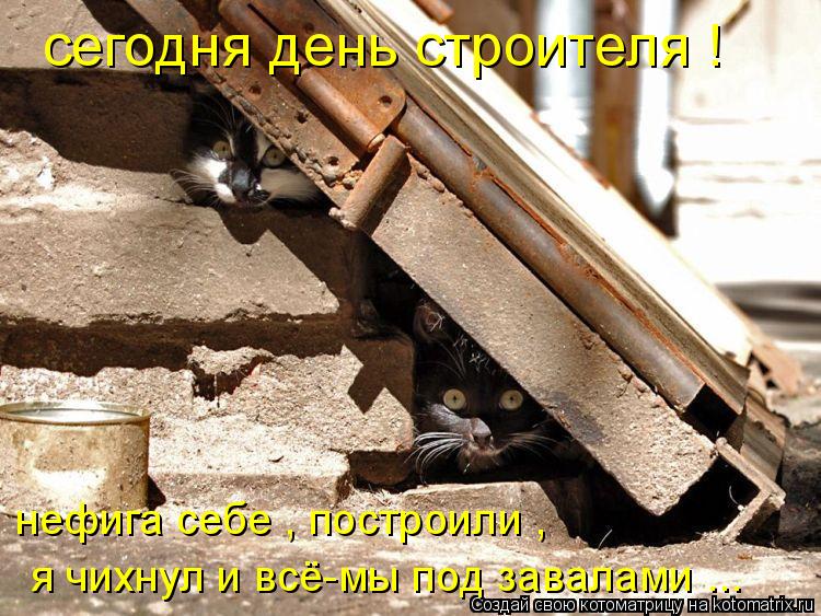 сегодня день строителя ! нефига себе , построили , я чихнул и всё-мы под завалами ...... Котоматрица: сегодня день строителя ! нефига себе , построили , я чихнул и всё-мы под завалами ...