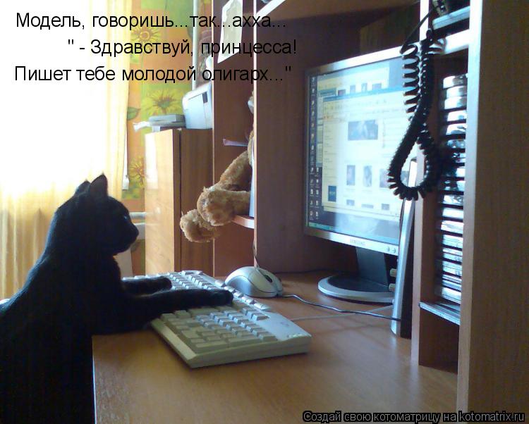 Модель, говоришь...так...ахха... " - Здравствуй, принцесса! Пишет тебе молодой олигарх..."... Котоматрица: Модель, говоришь...так...ахха... " - Здравствуй, принцесса! Пишет тебе молодой олигарх..."